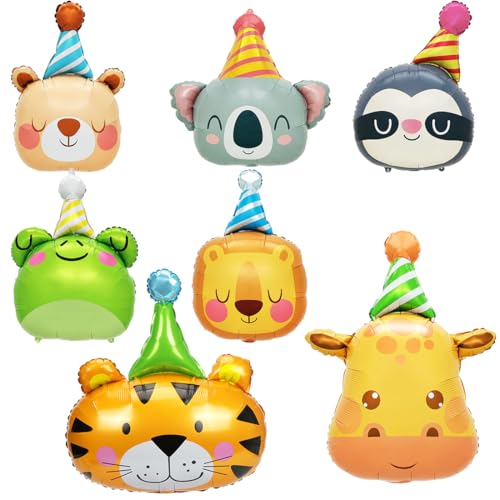 7 Stück Tierkopf Folienballon, Giant Tier Geburtstag Aluminiumfolie Luftballons, XXL Waldtiere Helium Ballon Set, Tiere Riesenballon für Junge Mädchen Kinder Geburtstag Dschungel Deko 7 Stück Tierkopf Folienballon, Giant Tier Geburtstag Aluminiumfolie Luftballons, XXL Waldtiere Helium Ballon Set, Tiere Riesenballon für Junge Mädchen Kinder Geburtstag Dschungel Deko von Sprinlot
