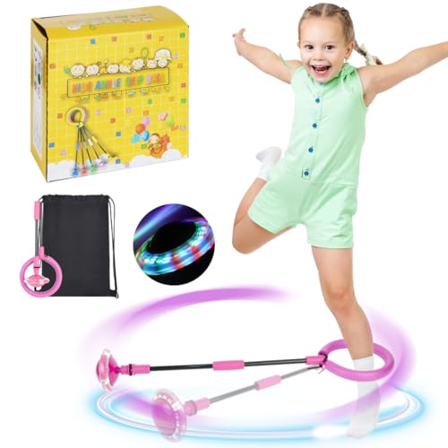 Blinkender Sprungball, Blinkt Schaukelball Sportspielzeug, Faltbarer Flash Jumping Ball, Knöchelsprungball Glühender, Rosa Springender Ball, Sprungball Fettverbrennungsspiel Kinder Erwachsene Toy A38 von Sprinlot