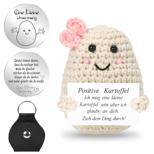 Pocket Hug Positive Kartoffel, Positive Potato Glücksbringer, Kreative Strickwolle Kartoffel Puppe mit Positiver Energiekarte, Mutmacher Glücksbringer Prüfung Geschenk für Beste Freund Frauen Home a21 von Sprinlot