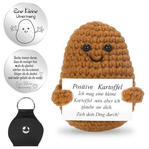 Pocket Hug Positive Kartoffel, Positive Potato und Glücksbringer, Kreative Strickwolle Kartoffel Puppe mit Positiver Energiekarte, Mutmacher Glücksbringer Prüfung Geschenk für Beste Freund Kollegen von Sprinlot