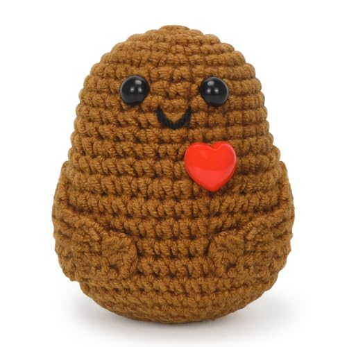 Positive Kartoffel Puppe, Pocket Hug Mini Love Potato, Kreative Strickwolle Kartoffel-Häkelpuppe mit Aufmunterung Karte, Geschenk für Frauen Freundin Geburtstags Weihnachten Motivations A27-4 von Sprinlot