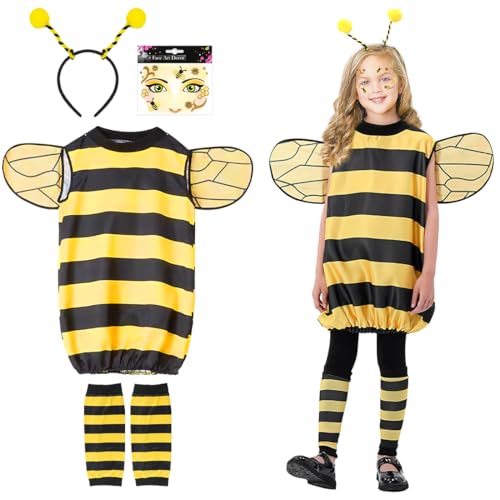 Sprinlot Bienenkostüm Kinder, Bienenflügel Mädchen, Bienen Kostüm mit Flügeln Haarbänder, Kostüm Karneval Dress Up Party Cosplay Kinder 110 C13 von Sprinlot