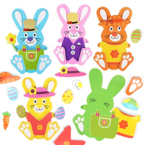 Sprinlot Osterhase Basteln Kinder,10 Stück DIY Osterdeko Bastelset,Ostern Aufkleber Sticker Schaumstoff,Ostern Bastelmaterial Set von Sprinlot