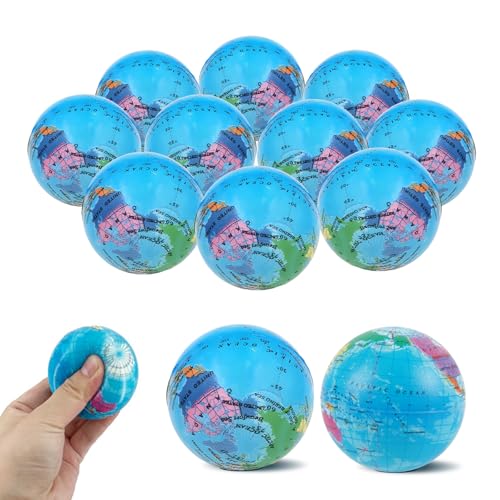 Sprinlot Stressbälle Spielzeug, 12 Stück Antistressball Weltkugel, 6CM Squeeze Bälle, Anti Stress Bälle, Mini Globus Stressball, Anti Stress Geschenke Kinder Erwachsene von Sprinlot