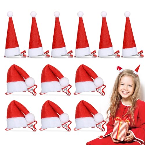 Weihnachts Haarschmuck, 12 Pcs Rot Santa Hut Haarschmuck, Mini Weihnachtsmütze Haarklammern, Weihnachtsschmuck Damen, Weihnachts Kopfschmuck Erwachsene, Weihnachts Haarclips Für Mädchen Damen von Sprinlot