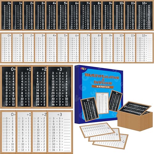 26 Stück Multiplikations- und Divisionskarten, 0-12 Maltabellen-Mathe-Karteikarten mit 2 Trockenlöschmarkern Lernwerkzeuge Bildungstabelle Karten für Schüler im Alter von 1-4 Jahren von SpriteGru