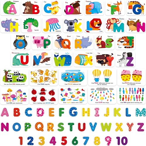 Alphabet & Zahlen Kartenset, 37 Magnetische Buchstaben und Zahlen ABC Kühlschrankmagnete Musterbrett Zuordnungsspiel Vorschule Montessori Lernspielzeug von SpriteGru