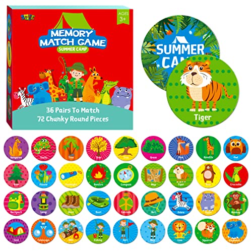 Memory-Matching-Spiel, 72 PCS Matching Karten- für Kleinkinder, Passende Spiele zum Thema Sommer Camp für 36 Paar Klobige Spielkarten für die Vorschule 4 5 6 Jahre Alt von SpriteGru