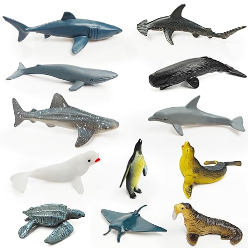 SpriteGru 12 Meerestier-Figuren für Kinder, Kunststoff-Tier-Spielzeug, tragbare Figuren von Meereslebewesen, Montessori-Spielzeug, Bildungs-Spiel für Homeschooling, Vorschulkinder und Kleinkinder SpriteGru 12 Meerestier-Figuren für Kinder, Kunststoff-Tier-Spielzeug, tragbare Figuren von Meereslebewesen, Montessori-Spielzeug, Bildungs-Spiel für Homeschooling, Vorschulkinder und Kleinkinder von SpriteGru