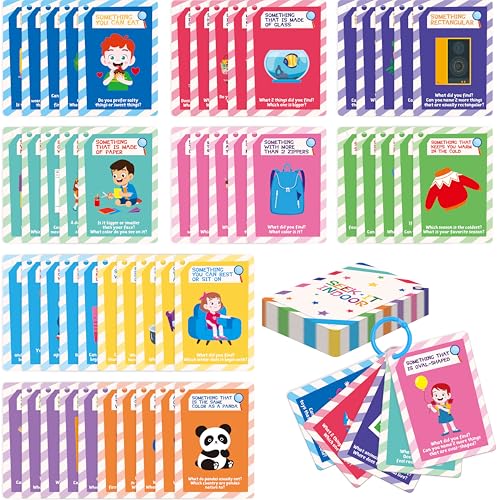 SpriteGru 56PCS Indoor Schatzsuche-Karten, Gefundene Gegenstände Indoor Such- und Finde-Kartenspiel für Homeschooling, Kleinkinder, Kinder und Vorschulkinder, 1 Kunststoffring inklusive von SpriteGru