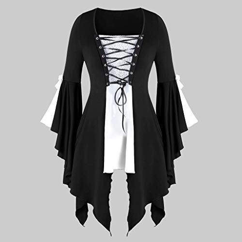 Damen Vintage Cocktailkleid Schwarz Gothic Kleider Halloween Kleider für Frauen Vampirkleid Mittelalter Kostüm Frauen Abend Party Abschlussball Cocktail Swing Kleid Süße Halloween Kostüme Frauen von Spritumn-Home