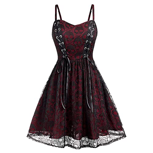 Spritumn-Home Halloween-Kleid, Gothic-Kleid, Halloween-Kleider für Damen, Hexenkleid, Cosplay-Kleid, schwarzes Cocktailkleid, Kostüme, Party, Halloween von Spritumn-Home