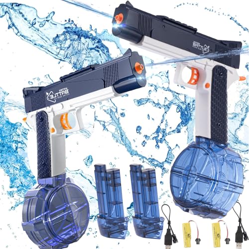 2Pcs Elektrische Wasserpistole mit Akku Elektrische Wasserpistole Erwachsene Große Reichweite für Erwachsene Geeignet für Erwachsene und Kinder Sommer Outdoor Pool Strand Party von Spurleh