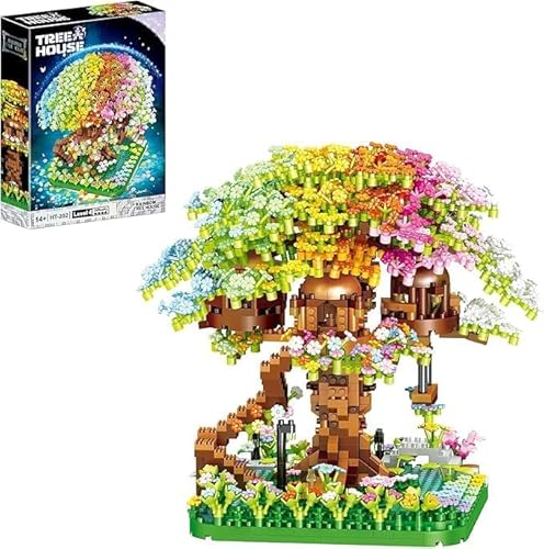 Spurleh Sakura Bonsai Baum Bausatz 1345 Pcs Baumhaus Klemmbausteinen Kirschblüte Baumhaus Klemmbausteine Sakura Baumhaus Modellsets für Erwachsene DIY Kreatives Botanik Kollektion Deko Geschenk von Spurleh