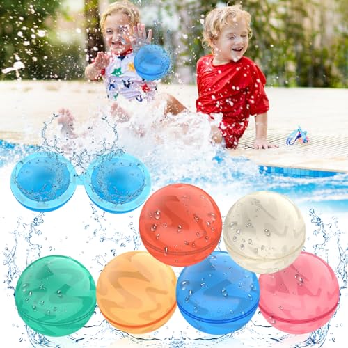 Spyrtb 6 Stück Wiederverwendbare Wasserballons, Wasserbomben Selbstdichtend, Splash Bälle, Magnetischer Wasserball für Kinder,Erwachsene,Pool Spielzeug,Strand Wasserschlachten,Wasserpark Outdoor von Spyrtb