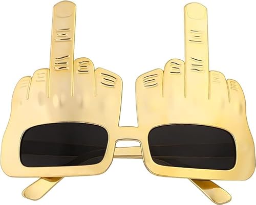 SquarezhenBo Gold Kreativer Mittelfinger aus Der Handform Finger Lustige Party Lustige Neuheit Sonnenbrille für Party- Selfie- Requisiten Zubehör von SquarezhenBo