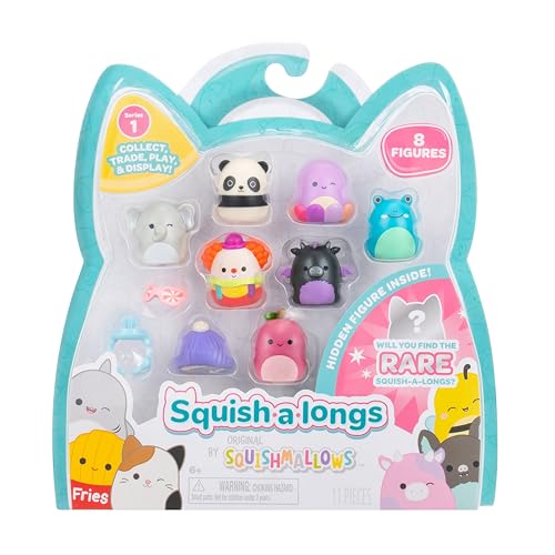 Squish-a-longs 8 Stück – 2,5 cm Mini-Quish mit 2 Zubehörteilen, 1 Ring und einem Sammlerhandbuch – Sammeln, Handeln und Spielen von Squish-a-longs