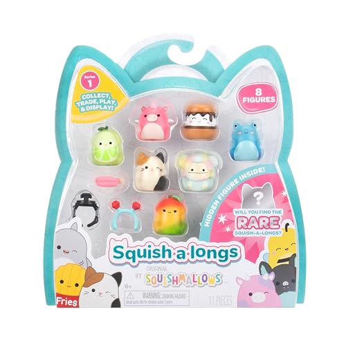 Squish-a-longs 8er-Pack – Serie 1, Stil 2 – (8) 2,5 cm Mini-Quish mit 2 Zubehörteilen, Ring und Sammleranleitung – Sammeln, Handeln und Spielen von Squish-a-longs