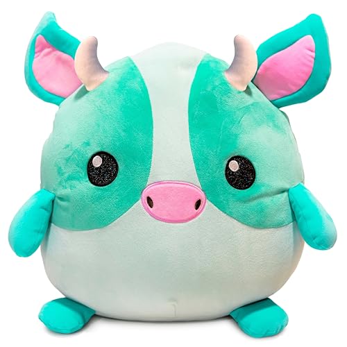 SquishPets - Kuscheltier Big Milky , Plüschkuh Plüschtier 30 cm zum Kuscheln und Spielen von SquishPets