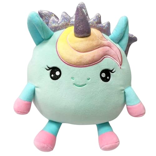 SquishPets Medium - Kuscheltier GALUPY Rainbow Unicorn Penny, Einhorn Plüschtier 19cm mit Glitzerflügeln Krone & Horn, zum Kuscheln und Spielen von SquishPets