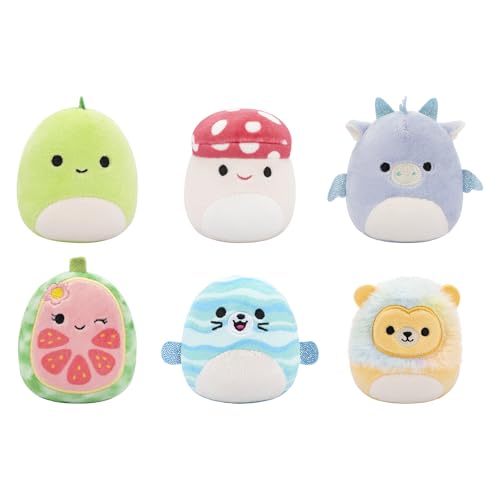 Micromallows SQMM0006-4er Pack, superweiche Mini-Squishmallows, 6,5 cm Plüschfiguren, Chanel, Brina, Lucia & Tenise von Jazwares