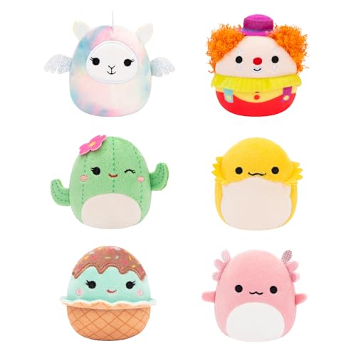 Micromallows SQMM0009-6er Pack, superweiche Mini-Squishmallows, 6,5 cm Plüschfiguren, Archie, Bimbi, Lucy-May, Maritza, Maya & Rodry von Squishmallows