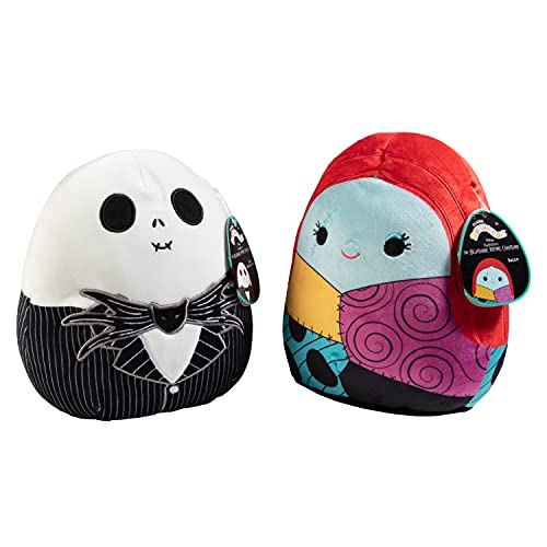 Squishmallow 20,3 cm Jack and Sally – Nightmare Before Christmas Offizielles Kellytoy Halloween – niedliches und weiches Plüsch-Stofftier-Set – tolles Geschenk für Kinder – ab 2 Jahren von Squishmallows