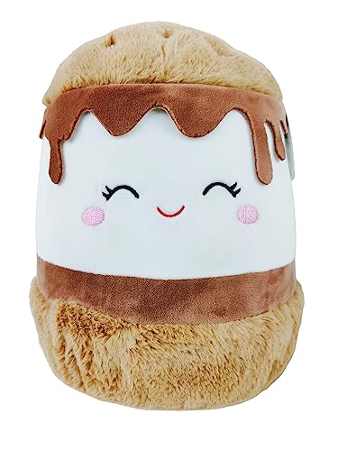 Squishmallow KellyToys Carmelita The S'Mores, superweiches Plüschtier, Tierkissen, 30 cm, Fuzz-a-Mallow von Squishmallows