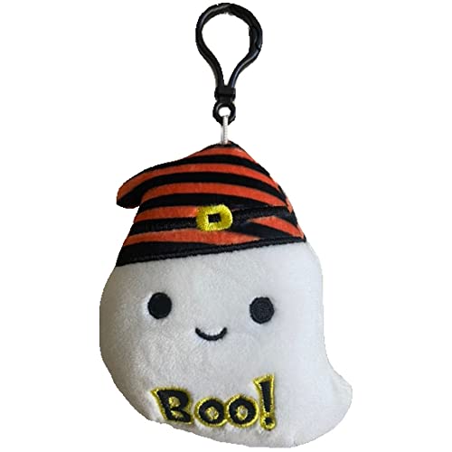 Squishmallow Offizielles Kellytoy Halloween Squishy weiches Plüschtier Tiere (Grace Ghost (mit Hut), 8,9 cm Clip) von Squishmallows