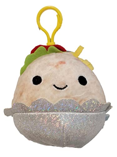 Squishmallow Oficial Kellytoy Food Squad Pl sch-Dessert, Sammlerst ck, weiches Pl schtier (braun/mehrfarbig/schimmernd, Bernardo Burrito, 8,9 cm Clip) von Squishmallows