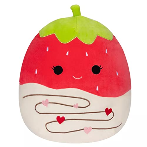 Squishmallow Oficial Kellytoy Food Squad Pl sch-Dessert, Sammlerst ck, weiches Tier, Rot/Wei , Scharlachrote Schokolade, Erdbeere, 12,7 cm von Squishmallows