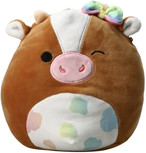 Squishmallow s Offizielles Kellytoy Plüschtier, 19,1 cm, Quetschspielzeug, Tier (Griella-Kuh (Regenbogen-Punkte)) von Squishmallows