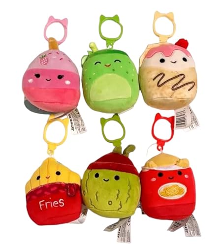 Squishmallows 2024 Food Squad Set mit 6 Mini-Schlüsselanhängern, 8,9 cm, Mini-Plüschpuppen von Squishmallows