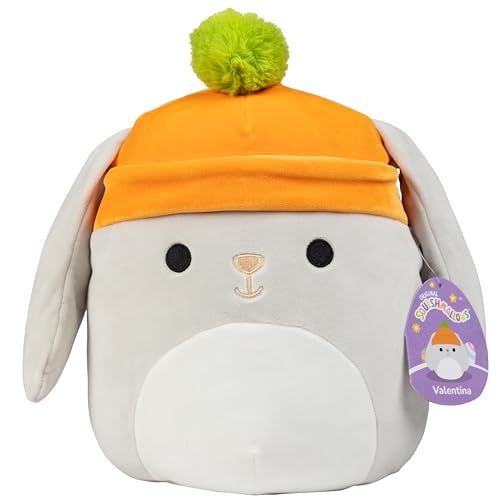 Squishmallows 25,4 cm Valentina The Grey Bunny – Offizieller Jazwares Plüsch – Sammlerstück, weiches und quetschbares Stofftierspielzeug – fügen Sie es Ihrem Team hinzu – Geschenk für Kinder, Mädchen von Squishmallows