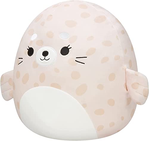 Squishmallows 35,6 cm beige gepunktetes Robbe mit weißem Bauch Plüsch – fügen Sie Lilou zu Ihrem Squad hinzu, ultraweiches Stofftier, großes Plüschtier, offizielles Kellytoy Plüschtier von Squishmallows