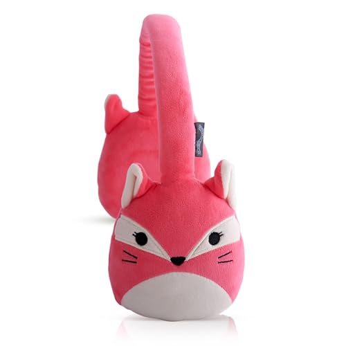 Squishmallows Fifi The Fox Plush Bluetooth Kopfhörer mit eingebautem Mikrofon zum Tätigen und Empfangen von Anrufen, 10 Meter Bluetooth-Reichweite, Lautstärkeregler, weiche Plüsch-Ohrpolster und von Squishmallows