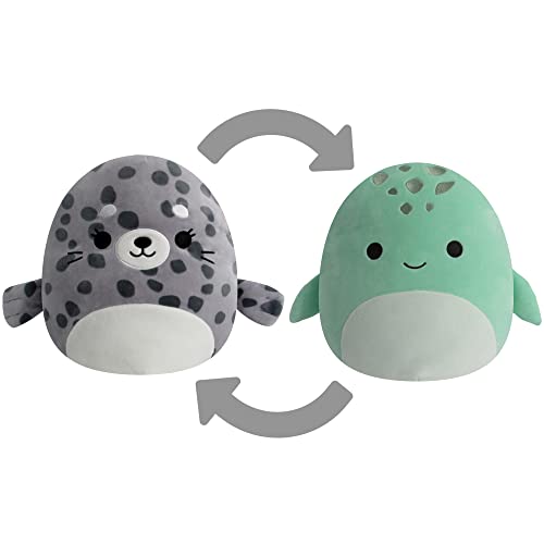 Squishmallows FlipAMallows Odile Grey Seal and Cole Teal Turtle – mittelgroß, ultraweich, offizielles Kelly-Spielzeug, Plüsch, 30,5 cm von Squishmallows