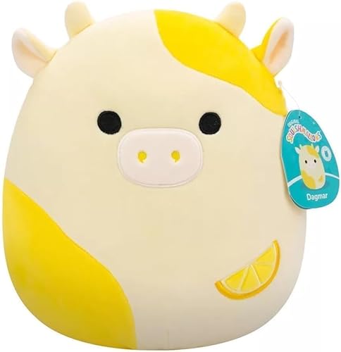 Squishmallows Kellytoy Plüschtier Dagmar die Zitronenkuh, Sammlerstück, weiches und quetschbares Stofftier, tolles Geschenk für Kinder, Mädchen, Jungen, 27,9 cm von Squishmallows