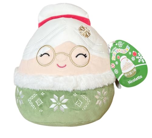 Squishmallows Offiziell lizenziertes Kellytoy B Christmas 2024 Squad Plüschtier – Geschenk für Kinder, Mädchen und Jungen, 20,3 cm (Nicolette Santa) von Squishmallows