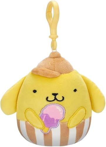 Squishmallows Offizieller Jazwares Hello Kitty Friends Squad Taschenclip, 8,9 cm, Gelb von Squishmallows