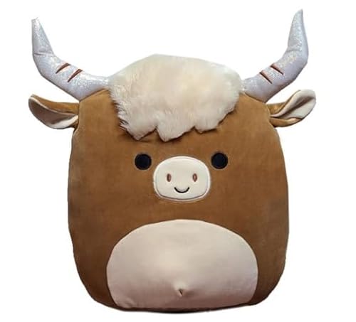 Squishmallows Offizielles Calton The Highland Cow, 35,6 cm Plüschtier, Braun, Gold, Schwarz von Squishmallows