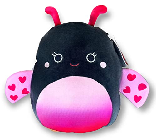 Squishmallows Offizielles Kellytoy Ladee Ladybug Hot Pink, Rot und Schwarz 27,9 cm Insektenplüsch - 2023 Valentine's Squad Stofftier Spielzeug Kissen von Squishmallows