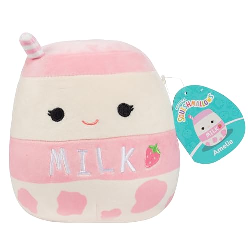 Squishmallows Original 20,3 cm Amelie The Strawberry Milk – Offizieller Jazwares Plüsch – Sammlerstück Weiches & Squishy Food Stuffed Animal Toy – Add to Your Squad – Geschenk für Kinder, Mädchen & von Squishmallows