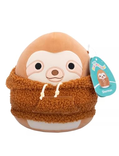 Squishmallows Original 20,3 cm Weihnachten 2024 Hoodie Squad Plüsch - Offizielles Jazwares Stofftier Spielzeug - Add to Your Squad - Geschenk für Kinder, Mädchen & Jungen (Sherman The Sloth) von Squishmallows