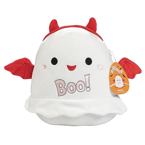 Squishmallows 25,4 cm Melfy The Ghost Plush – Jazwares ultraweiches süßes Stofftier – Sammlerstück Squishy Pillow Buddy für Kinder – kuscheliger und gemütlicher Komfort-Plüsch für Zuhause, Bett oder von Squishmallows