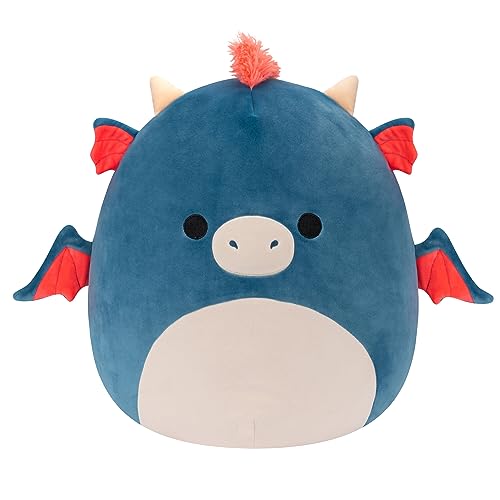 Squishmallows Original Carin Blue Dragon mit orangefarbener Mähne – großer ultraweicher offizieller Jazwares-Plüsch, 35,6 cm von Squishmallows