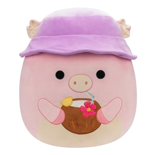 Squishmallows Original Jazwares Jumbo-Plüschtier mit violettem Eimerhut und Kokosnussgetränk, 50,8 cm von Squishmallows