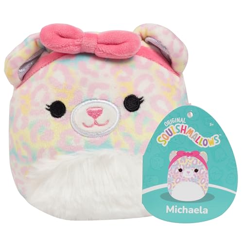 Squishmallows Original Jazwares Mini-Plüschtier Michaela The Rainbow Leopard – Offizielles Jazwares Mini-Plüschtier zum Sammeln, weiches und quetschbares Leoparden-Plüschtier – fügen Sie Ihrem Team von Squishmallows