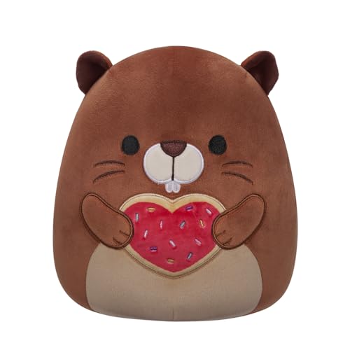 Squishmallows Original Jazwares Plüsch, 20,3 cm, brauner Biber mit Herz-Keks von Squishmallows