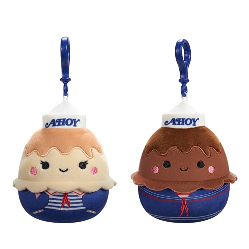 Squishmallows Original "Stranger Things" 8,9 cm Schokoladenpudding + USS Butterscotch 2er-Pack - Offizieller Jazwares Plüsch (Clips) von Squishmallows